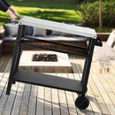 Grill Cart Table with Three Shelf, Movable Outdoor Dining Cart Pizza Oven Stand with Three Hooks, Kitchen Cart Island Multifunction Food Prep Table (Sliver) by CozyNest Decor