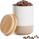 Yangbaga Canister Sets for Kitchen Counter, 40 OZ Large Ceramic Food Storage Jars with Airtight Wood Lids, Large Kitchen Canisters for Coffee, Sugar, Tea, Flour, Spice Visit the Store by CozyNest Decor