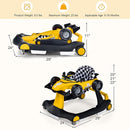 HONEY JOY 4-in-1 Baby Walker, Activity Push Walker w/3 Adjustable Heights, Smooth Wheels w/Adjustable Speed, Padded Seat, Music & Light, Foldable Car Walker for Baby Boys Girls Age 6 Months+ (Yellow) by TinyTreasures Baby Boutique