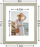 Vittanly 8x10 Picture Frames Set of 9, Shatter Resistant Plexiglass, Display 5x7 Pictures with Mat or 8x10 without Mat, Photo Frames for Wall or Tabletop, Engineered Wood, Driftwood by CozyNest Decor