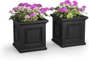Mayne Nantucket 16-Inch Square Planter, 2-Pack – Self-Watering, Weather-Resistant Planter for Flowers – Durable Outdoor Design for Patio, Porch, or Entryway by GreenHaven Gardens