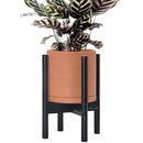 D'vine Dev Terracotta Planter with Ebony Stand - 8 Inch Modern Round Flower Pot with Wood Planter Holder, Terracotta, 55-B-M-5 by CozyNest Decor