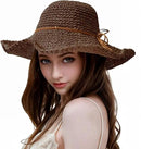 Womens Straw Beach Sun Hats, Foldable Packable Floppy Handmade Crochet Hats for Women,Large Summer Vacation Wide Brim Hat by GreenHaven Gardens