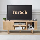 54" Tambour Door TV Stand,Wood Mid Century Modern TV Cabinet for Up to 65“ TV,Curved Edge Long TV Stand with Storage for Bedroom Living Room(Natural, 54inch) by CozyNest Decor