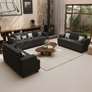 3 Seater Corduroy Couch for Living Room, 89” Black Cloud Sofa, Deep Seat Floor Couch for Bedroom, Futon Modern Sofa Sectional Bed, Black Corduroy by CozyNest Decor