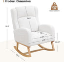 Rocking Chair Nursery, Nursing Rocking Chairs for Mom Nursery, Comfy Wingback Glider Rocking Armchair with Side Pocket for Nursery Living Room Bedroom, Teddy White by TinyTreasures Baby Boutique