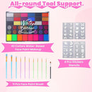 42 Color Face Painting Kit for Kids - Water Based, Non Toxic Face paint palette with Art Brushes, Stencils, Gems - For Halloween, Carnival, Costume Makeup, Parties & Cosplay by TinyTreasures Baby Boutique