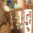 Crystal Suncatcher Hanging Moon Sun Light Catcher with Glass Prisms for Window Natural Pink Crystal Decor Home Indoor Making Rainbows by GreenHaven Gardens