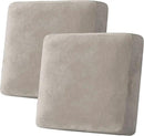 H.VERSAILTEX Velvet Stretch Couch Cushion Cover Plush Cushion Slipcover for Chair Loveseat Sofa Cushion Furniture Protector Seat Cushion Sofa Cover (2 Piece Large Sofa Cushion Covers, Oatmeal) by CozyNest Decor