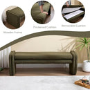 Green Boucle Bench 50" Sherpa End of Bed Bench Modern Upholstered Bench for Bedroom Entryway Living Room Vanity Makeup Room, Teddy Fabric Bench with Seating by CozyNest Decor