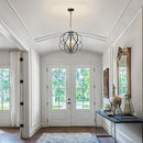 Modern Black and Gold Chandelier for Dining Room, 4 Lights Geometric Chandeliers, Sphere Chandelier Industrial Large Pendant Light Fixtures Hanging for Kitchen, Entryway, Foyer, Stairs by CozyNest Decor