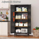 Metal Pantry Cabinet with 2 Doors and Adjustable Shelves, 61"Kitchen Storage Cabinet with Gold Handles, Versatile Storage for Laundry, Living, Bathroom, Dining, Utility Room - Black by CozyNest Decor