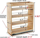 DINDON Pull Out Spice Rack Organizer for Cabinet, (5" W x 21.9" D x 25.2" H) Multi-Use Wood Pull Out Cabinet Organizer Slide Out Shelf Cabinet Storage for Kitchen, Pantry Organization by CozyNest Decor