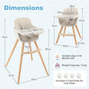 HONEY JOY High Chair, 3-in-1 Eat & Grow Wooden Highchair/Booster Seat/Toddler Chair with Removable Tray, 5-Point Harness, PU Cushion and Footrest for Baby, High Chair for Babies and Toddlers(Beige) by TinyTreasures Baby Boutique