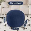 MeMoreCool Round Stuffed Pouf Ottoman Foot Rest, Floor Pouf Foot Stool with Soft Foam Chunk Filling, Small Round Ottoman Footstool Circle Footrest for Living Room, Navy by CozyNest Decor
