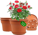 16 inch Plastic-Flower-Pot-for-Indoor-Plants, 4 Pack Large Outdoor Planter Pot with Drainage Holes & Saucers, Resin Decorative Garden Pots Planters by CozyNest Decor