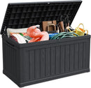 230 Gallon Double-Wall Resin Deck Box - Lockable Waterproof Outdoor Storage Box, 1000lbs Capacity & Doubles as Seating for Patio Furniture - Garden Tools, Pool Accessories (Black) by CozyNest Decor
