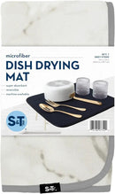 S&T INC. Dish Drying Mat, 16” x 18”, Absorbent Microfiber Kitchen Counter Mat, Dish Drying Pad for Dishes, Utensils, Pots and Pans, Large, Grey Stone by CozyNest Decor