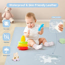 Stylish Padded Baby Play Mat for Your Boy or Girl - Extra Thick & Super Soft Vegan Leather Floor Mat Creates A Safe Play Area for Little Ones - Blue by TinyTreasures Baby Boutique
