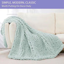 Bigacogo Chunky Knit Throw Blanket for Couch, 40x40 inches, 100% Hand Knitted with Thick Jumbo Chenille Yarn, Cozy Soft Large Rope Knot Cable Crochet Blankets for Sofa Bed Living Room, Mint by CozyNest Decor