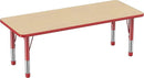 FDP Rectangle Activity School and Classroom Kids Table (24 x 60 inch), Chunky Toddler Legs, Adjustable Height 15-24 inches - Maple Top and Red Edge by CozyNest Decor