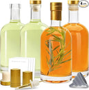 Olive Oil Dispenser Bottle for Kitchen, Clear Glass Oil and Vinegar Dispenser Set, Coffee Syrup Dispenser, Container With Metal Pour Spout, Airtight Lid, Funnel, Waterproof Labels (375ml-4 Pack) by CozyNest Decor