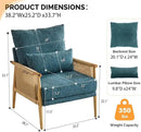 VINGLI Boho Braid Accent Armchairs Set of 2,Mid-Century Modern Chiars with Solid Wooden Armrest,Comfy Louge Cushion Chairs with Waist Pillow for Bedroom,Living Room,Reading Room, Teal by CozyNest Decor