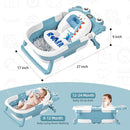 Collapsible Baby Bathtub for Newborns to Toddler with Real-time Temp Monitor & Floating Cushion,Portable Travel Tub for 0-36 Month, Foldable Baby Bath Tub for Infants Boy (Light Blue) by TinyTreasures Baby Boutique
