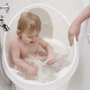 Toddler Bath Tub | Larger Bath for Bigger Kids at Bathtime | Includes Warm and Soft Foam backrest | Grippy Anti-Slip Surface | Includes Easy Drain Bath Plug | White & Grey by TinyTreasures Baby Boutique