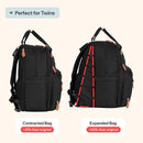 BabbleRoo Extra Large Diaper Bag Backpack, Expandable Baby Bag with Up to 50% More Capacity - Travel Essentials Baby Bag Tote with Changing Pad, Stroller Straps & Pacifier Case - Unisex, Black by TinyTreasures Baby Boutique