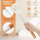 Silicone Cooking Utensils Set, 6 Pack Large Kitchen Utensils Set with Wooden Handle, Heat Resistant Silicone Utensil Spatula Set for Nonstick Cookware, Spatula, Turner, Spoon, Ladle BPA Free (White) by CozyNest Decor