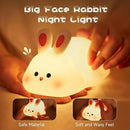 Big Face Rabbit Night Light, Adorable LED Bunny Night Lamp, Silicone Dimmable Nursery Nightlight for Girls, Silicone Rechargeable Bedside Touch Night Lights for Easter Decor by TinyTreasures Baby Boutique
