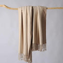 CUDDLE DREAMS Silk Throw Blanket with Hand-Knotted Fringe, Natural, Soft & Breathable (Herringbone-Taupe) by CozyNest Decor