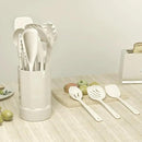 Thickened Silicone Kitchen Utensils Set, 600°F Heat Resistant Silicone Cooking Utensils, Spatula, Spoon, Whisk, Tongs, Kitchen Gadgets for Nonstick Cookware, Dishwasher Safe BPA Free (Cream White) by CozyNest Decor