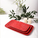 Vicrays Ceramic Rectangle Serving Platters - 14" 12" 10" Porcelain Serving Trays Plates for Party BBQ Appetizers Sushi Dessert - Microwave Oven and Dishwasher Safe - Set of 3 Red by CozyNest Decor