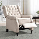 CANMOV Push Back Recliner Chair Set of 2, Elizabeth Fabric Recliner with Tufted Back Home Theater Seating w/Padded Seat and Nailhead Trim, Wooden Legs, Adjustable Single Sofa，White by CozyNest Decor