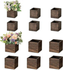 NUPTIO Wooden Box for Centerpiece Wedding: 12 Pcs Rustic Square Planter Box for Christmas Centerpiece Table Fall Decorations - 4×4" & 5×5" Small Wood Vases Flower Pots for Windowsill Home Garden Decor by GreenHaven Gardens