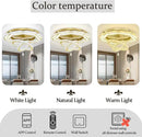 Flashing God Crystal Chandeliers Dia 32" Gold Chandelier Flush Mount Ceiling Light for Bedroom Living Room Dining Room Hallway Dimmable 3 Rings LED Celing Lighting Fixtures by CozyNest Decor