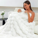 RYNGHIPY Faux Fur Throw Blanket Double Sided Thick and Warm Plush Fluffy Faux Rabbit Fur Decoration for Couch Sofa Chair and Bed Cream Winter Blanket (Ivory, 63''x79'') by CozyNest Decor