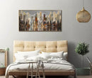 Mofutinpo Abstract Modern Canvas Wall Art for Living Room Cityscape New York Wall Decor City Theme Paintings Brown Framed Pictures Office Artwork Wall Decor Bedroom Above Bed by CozyNest Decor