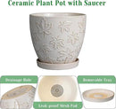 Ceramic Pots for Plants - 8 Inch Plant Pot with Drainage Hole and Saucer Large Planter Pot for Indoor Plants Outdoor Modern Flower Pot Home Decor White by CozyNest Decor