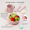 Baby Feeding Set, 13PCS Silicone Baby Self Feeding Set, Toddler Led Weaning Utensils Set with Suction Bowl and Plate, 3 Set of Baby Spoon and Fork, Adjustable Bid, Sippy Cup with Straw and 2 Lids by TinyTreasures Baby Boutique