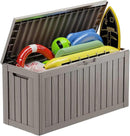 Vixzen 80 Gallon Resin Deck Box, Lockable Outdoor Storage Box for Patio Cushions Storage Furniture,Garden Tools, Pool Supplies, Weatherproof and UV Resistant- Grey by CozyNest Decor