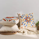 Embroidered Throw Pillow Cover 18x18 Classic Boho Floral Pattern Pillows Cover Outdoor Decorative Pillowcase,Durable Cozy Textured Cushion Case for Sofa Couch Bed Living Room,Orange Blue by CozyNest Decor