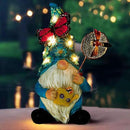 Garden Gnome Statues Outdoor Decor Solar Gnomes with Butterfly on LED Lighted Flowers, Resin Blue Gnomes Sculpture for Patio Yard Lawn Onament Decoration by GreenHaven Gardens
