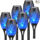 6-Pack Blue Solar Flickering Flame Torches – Waterproof Solar Garden Lights, Outdoor Solar Lights for Yards, and Flame Torches for Patio and Pathway Decorations by GreenHaven Gardens