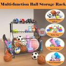 Sports Equipment Organizer, Garage Ball Storage Racks - Outdoor Toy Storage with 2 Side Racks & Removable Baskets, Heavy-Duty Garage Rolling Ball Cart with Wheels, Hooks for Toys, Sports Gear by CozyNest Decor