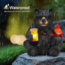 Solar Black Bear Statue for Garden with Beer and Cardinals 6.3" Resin Garden Statues for Outside Yard Paito Porch Decor Birthday Gardening Gifts for Women Mother Sister Grandmother Wife by CozyNest Decor
