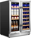 Wine and Beverage Refrigerator Upgraded, 24 Inch Beverage Refrigerator Cooler Dual Zone with Glass Door, Under Counter or Freestanding Beverage Fridge with Large Capacity, Advanced Cooling System by CozyNest Decor