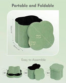 B FSOBEIIALEO Storage Ottoman Cube, Flowers Shaped Ottomans with Storage Foot Stool Footrest, Boucle Ottoman Seat for Dorm Room, Faux Teddy Fur, Green 15"x15"x15" by CozyNest Decor